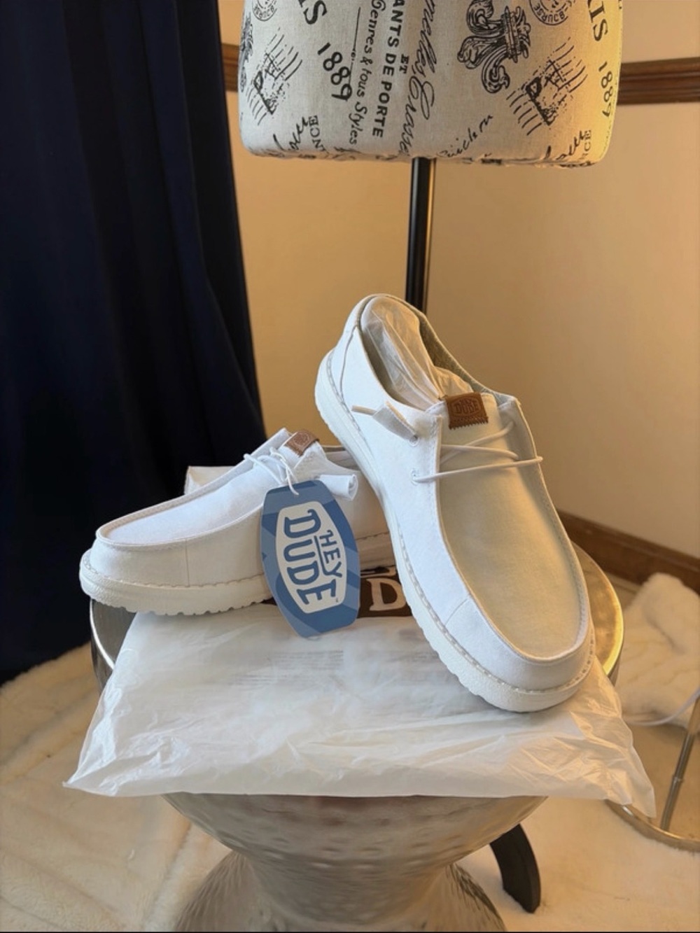 Hey Dude Wendy White Stretch Canvas Slip-On Loafers